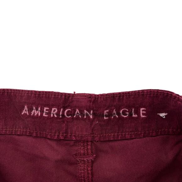American Eagle Maroon Corduroy Baggy Mom Pants Sz 4 - Picture 3 of 6